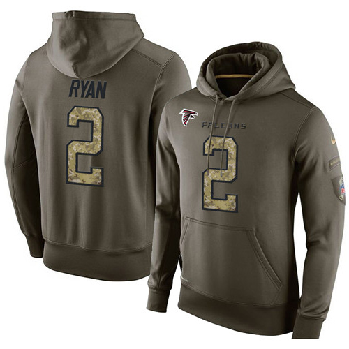 NFL Nike Atlanta Falcons #2 Matt Ryan Green Salute To Service Men's Pullover Hoodie